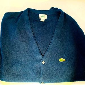 Lacoste Izod Vintage Navy Blue Cardigan SZ Large